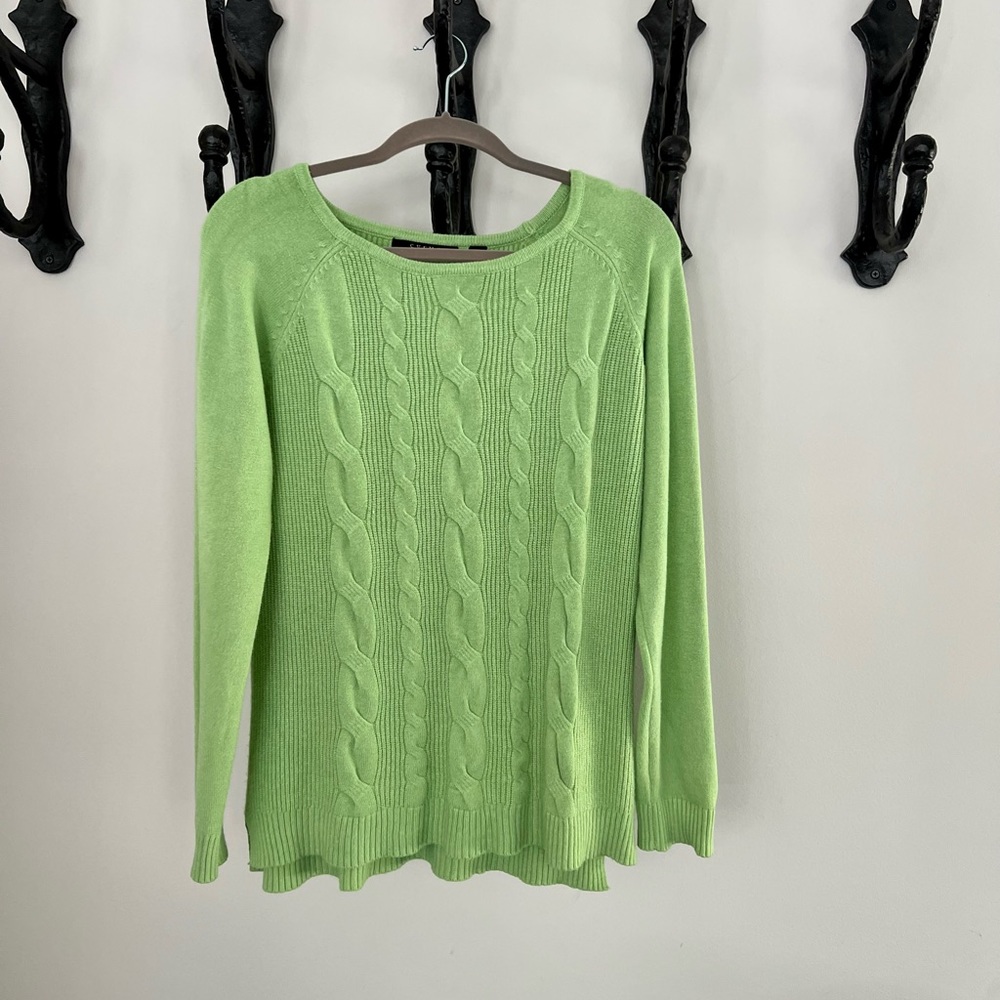 Cyrus Lime Green Soft Stretch Cable Knit Sweater Medium